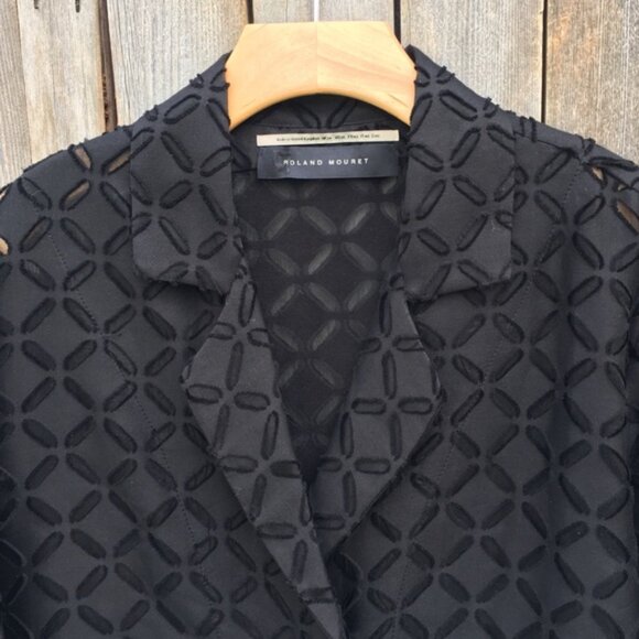 Roland Mouret Cutout Jacket Cotton Blend Black 10 - Picture 4 of 12